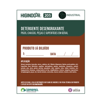 Adesivo Higindoor 205 p/ produto diluído 10cm x 08cm