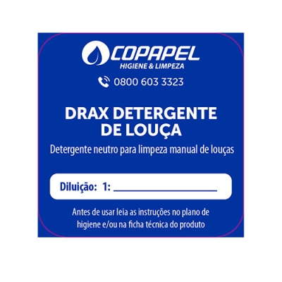 X Adesivo Diversey Drax Detergente p/ louças p/ diluidor 04cm x 04cm