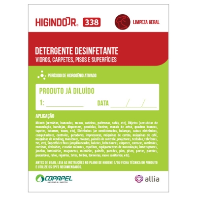 Adesivo Higindoor 338 p/ produto diluído 10cm x 08cm