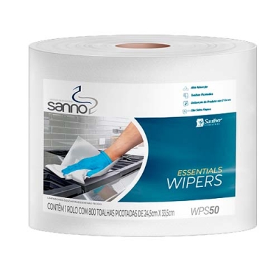 Wiper branco Sanno Essentials 24,5cm x 33,5cm Rolo c/ 800 un WPS50