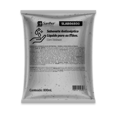 Refil Sabonete Antisséptico Líquido p/ mãos s/ fragrância Bag 1L SLAB06800